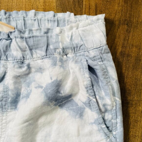 GAP Tie-Dye Khakis Pants Women’s Size 4 | Blue White Elastic Waist Linen Blend J - Picture 3 of 8